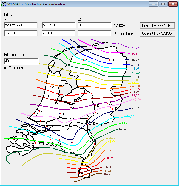 WGS84 to Rijksdriehoeksco&ouml;rdinaten